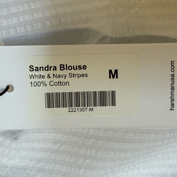 Harshman Sandra Cap Sleeve 100% Cotton White Blouse NWT Size Medium - Picture 6 of 6